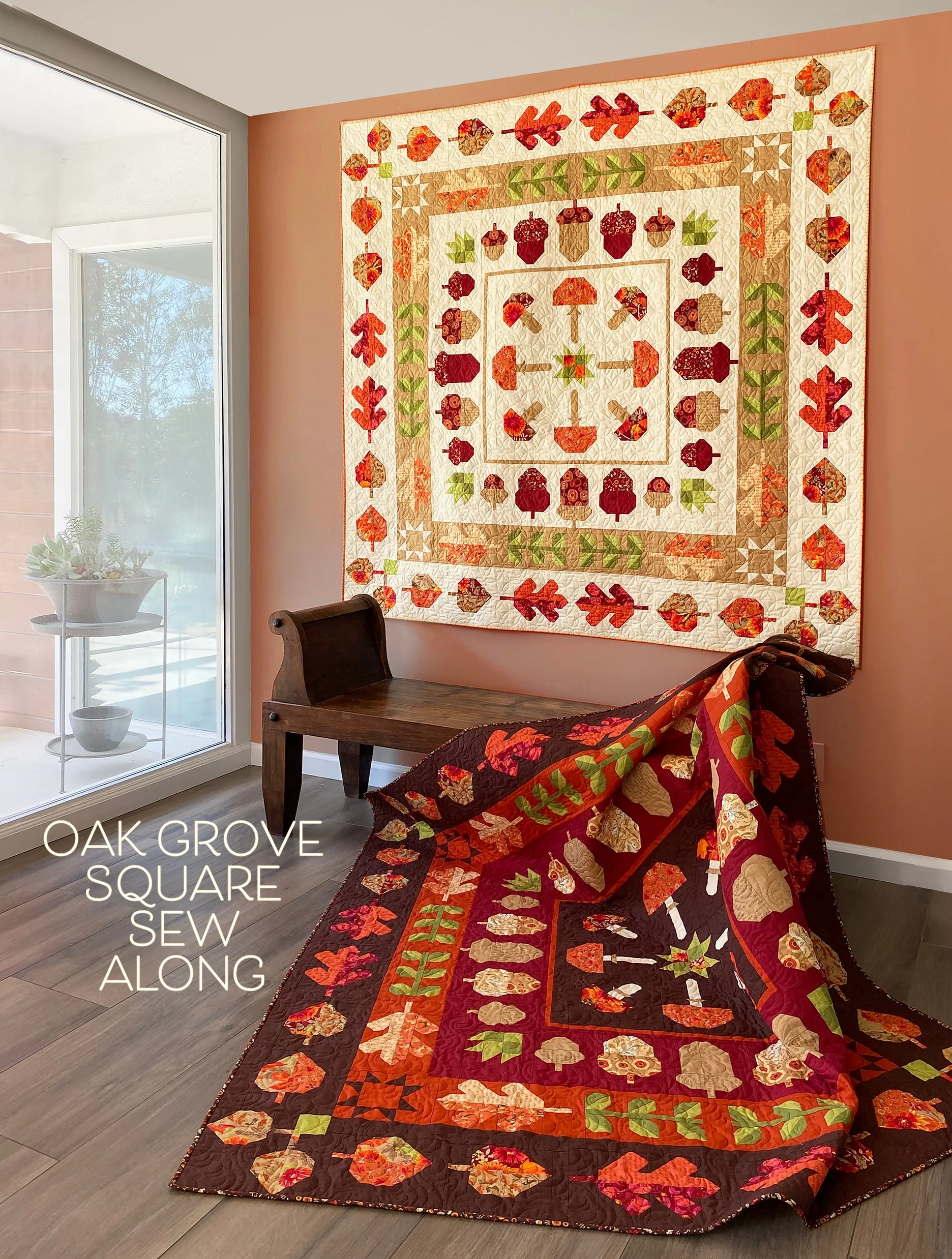 A Quilt KIT of Oak Grove Square in Thatched- DARK DRAMA colorway - Image 3