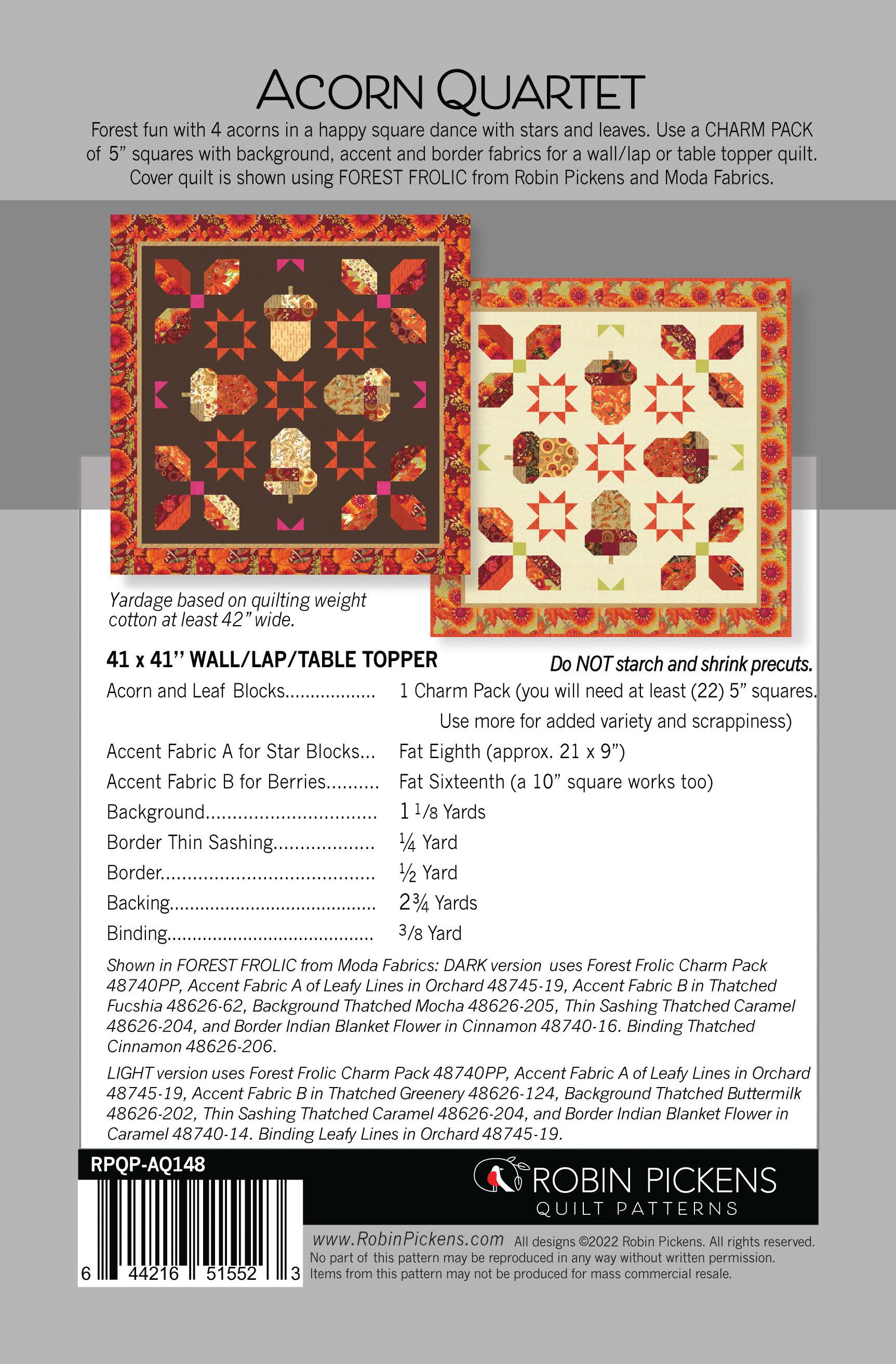 Acorn Quartet digital PDF pattern - charm pack friendly - Image 2