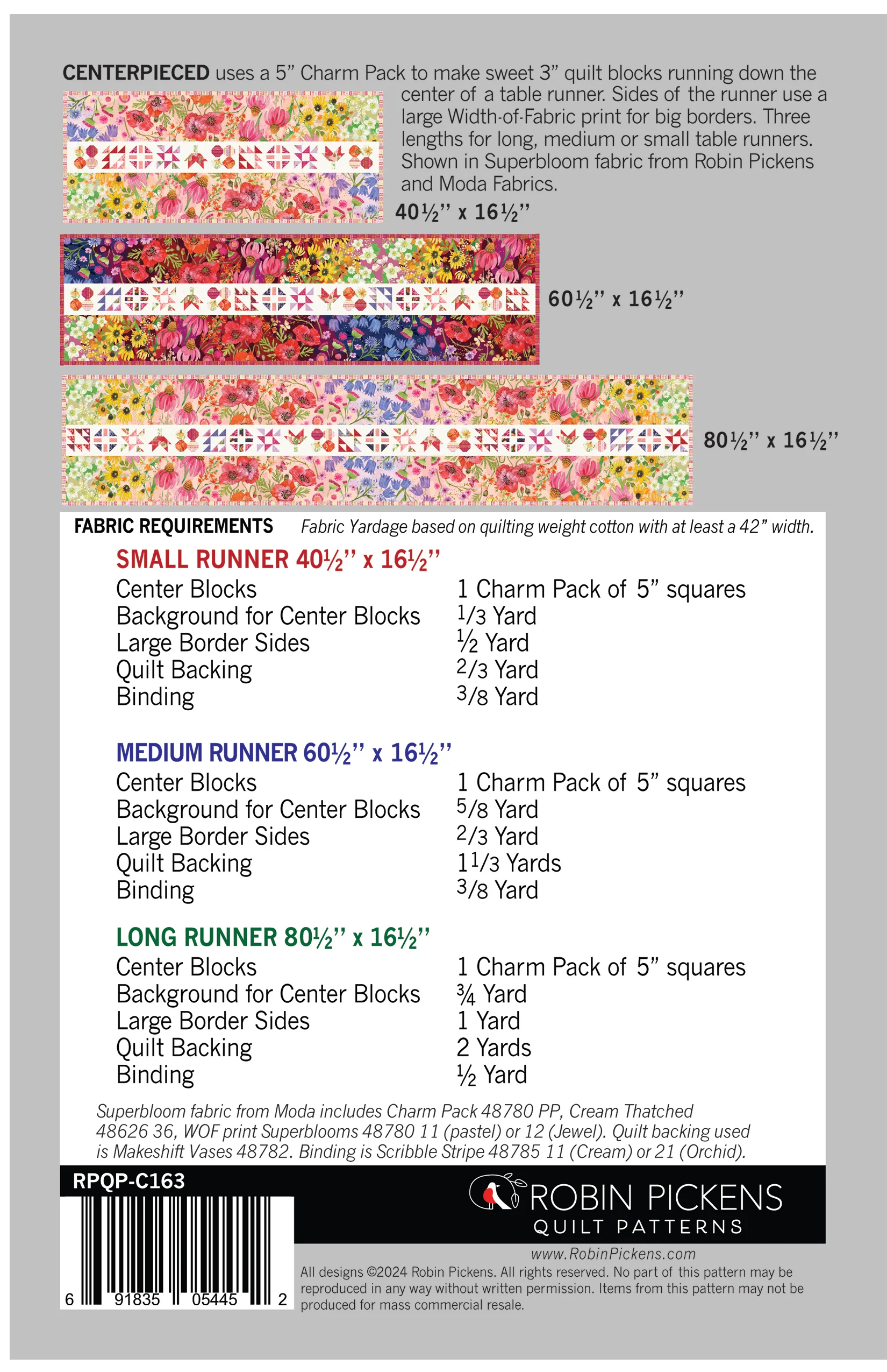 Centerpieced Table Runner printed pattern - Image 2