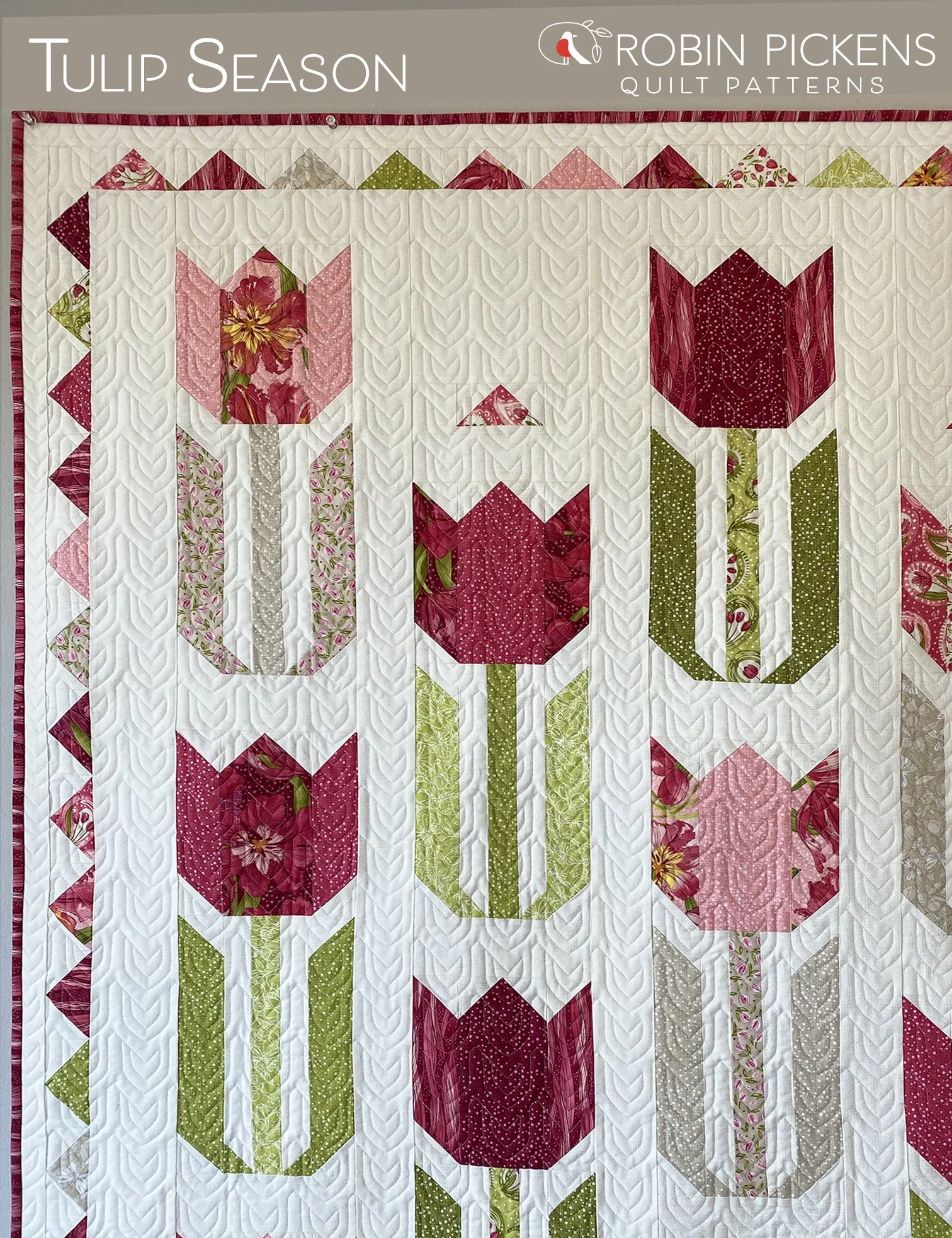 TULIP SEASON printed quilt pattern booklet, Robin Pickens, Lap/Wall or Large - Image 7