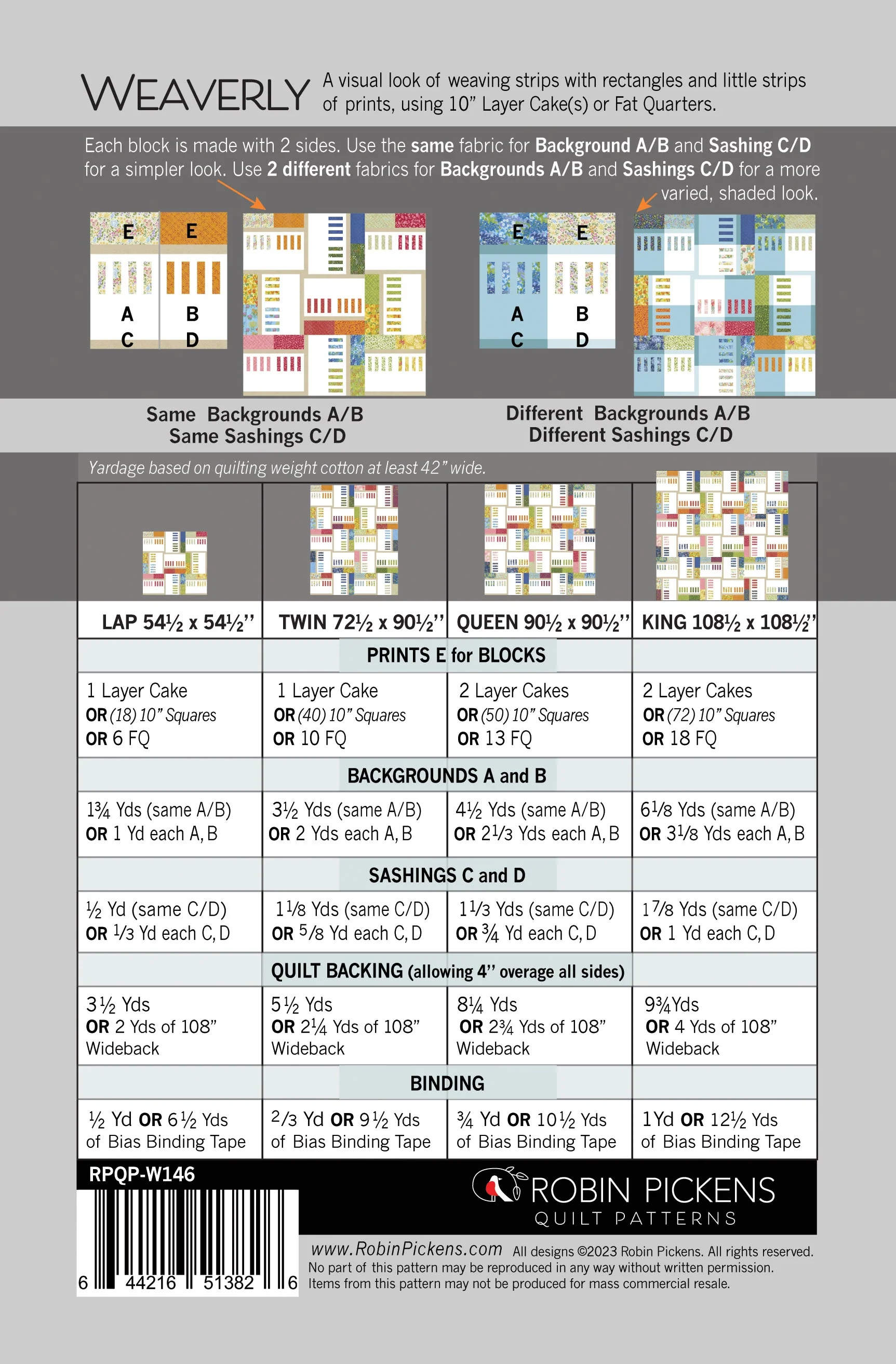 WEAVERLY Quilt Pattern PDF (digital download) by Robin Pickens in Lap, Twin, Queen and King sizes - Image 2
