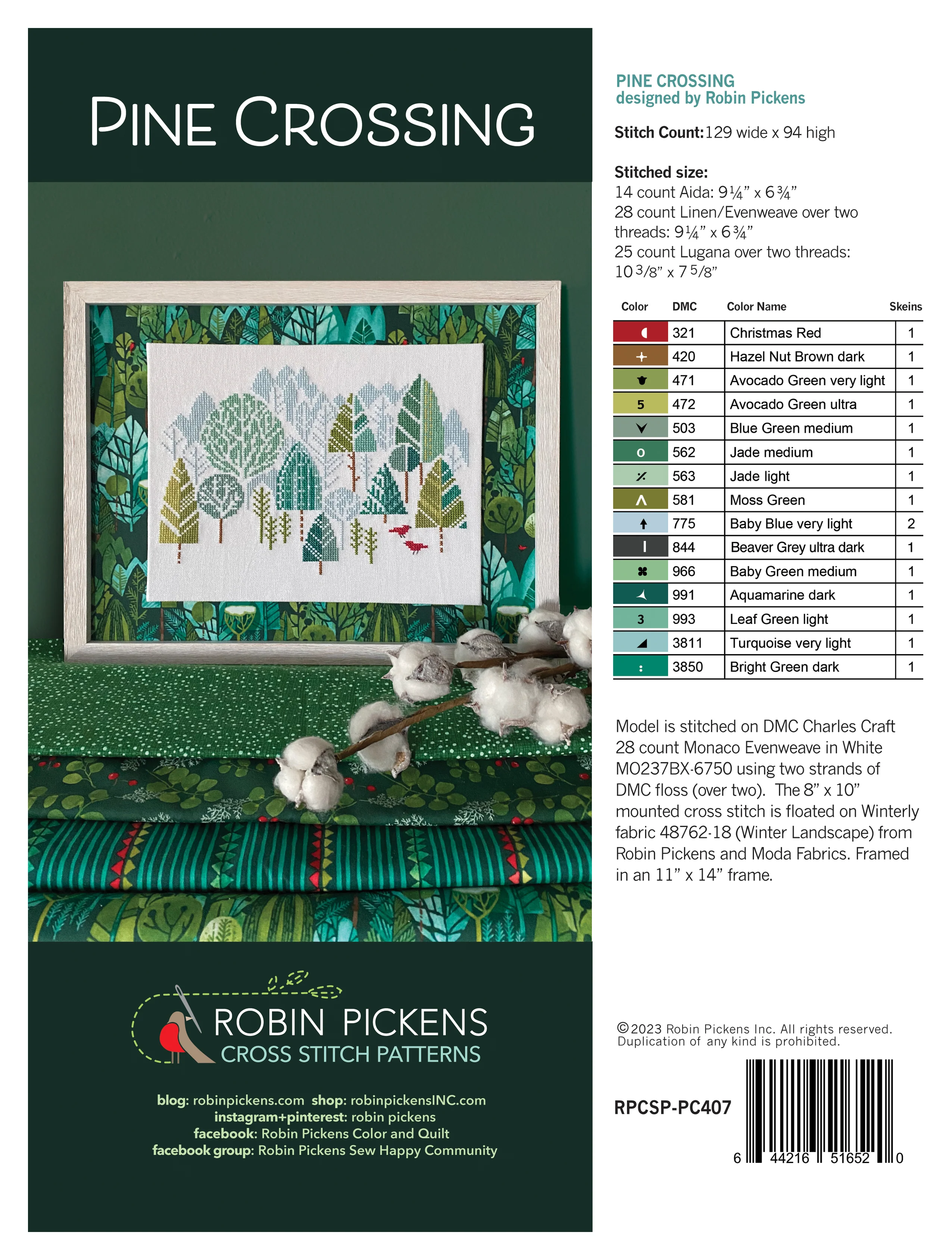 Pine Crossing Stitch Pattern, digital pdf - Image 2