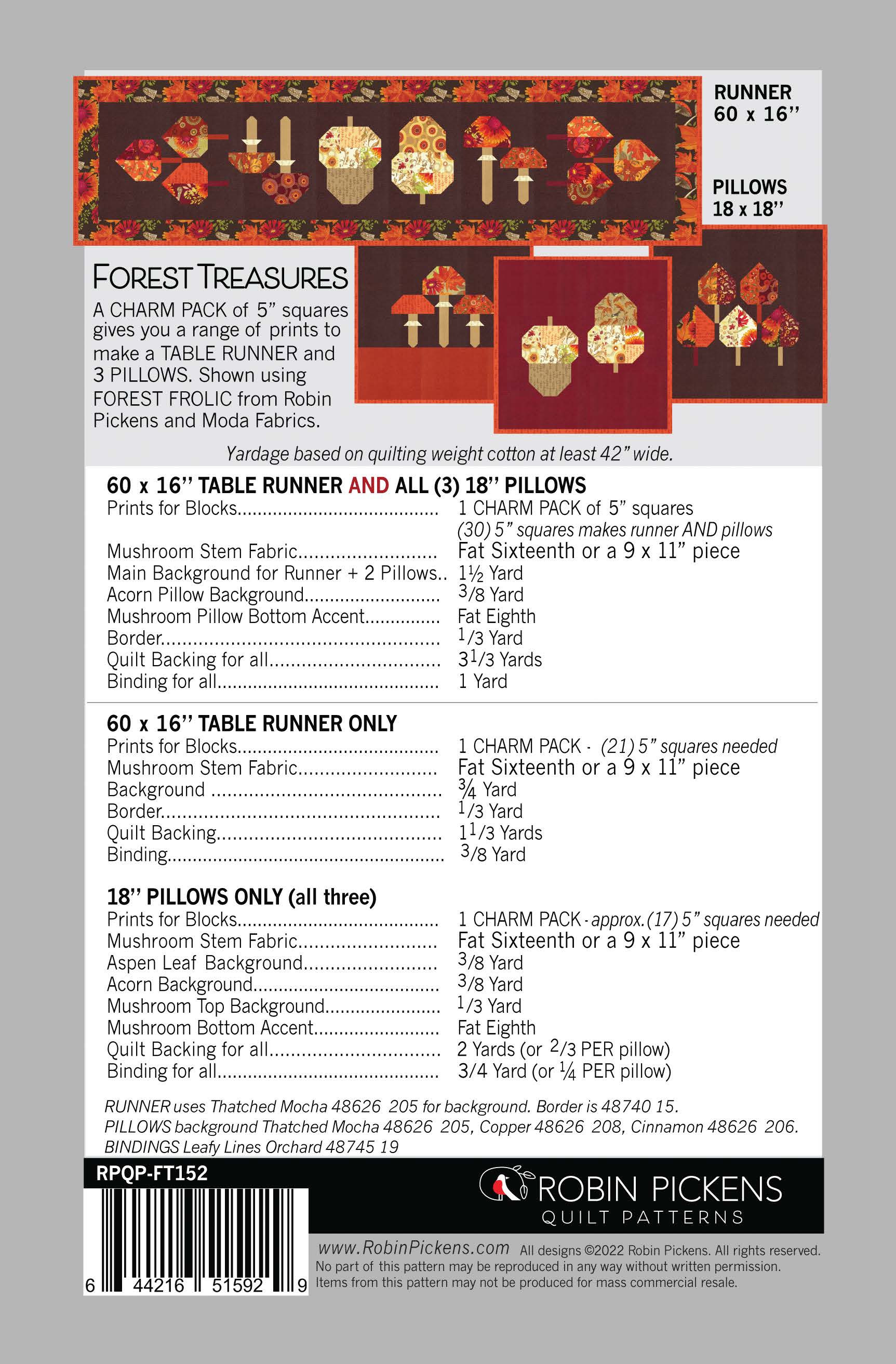 Forest Treasures Table Runner and Pillow Digital PDF pattern - Image 2