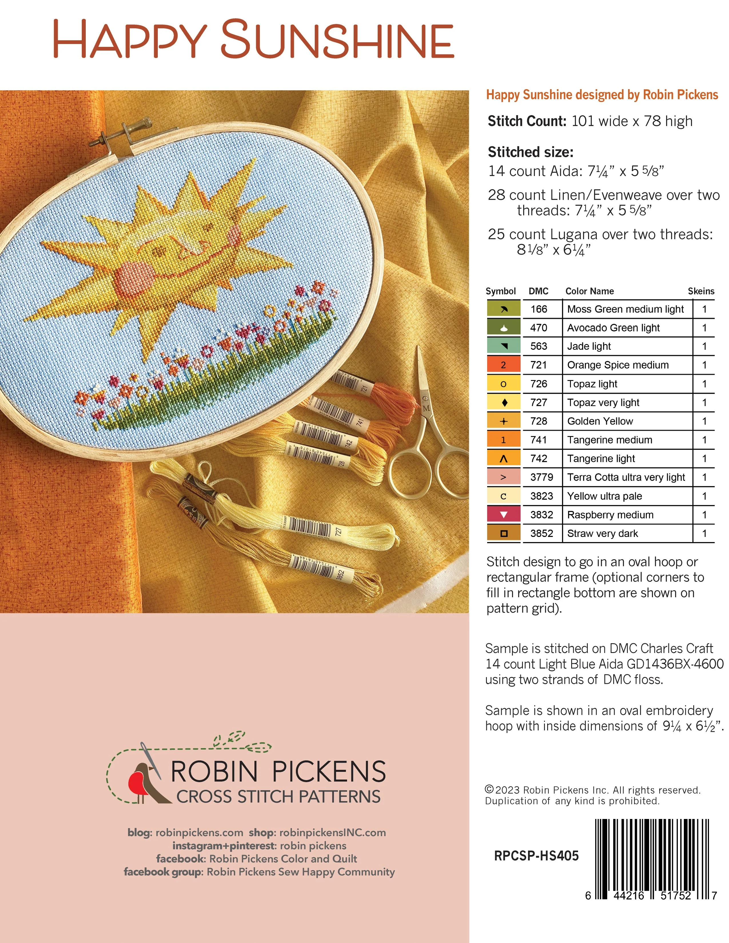 Happy Sunshine Cross Stitch Digital PDF Pattern - Image 2