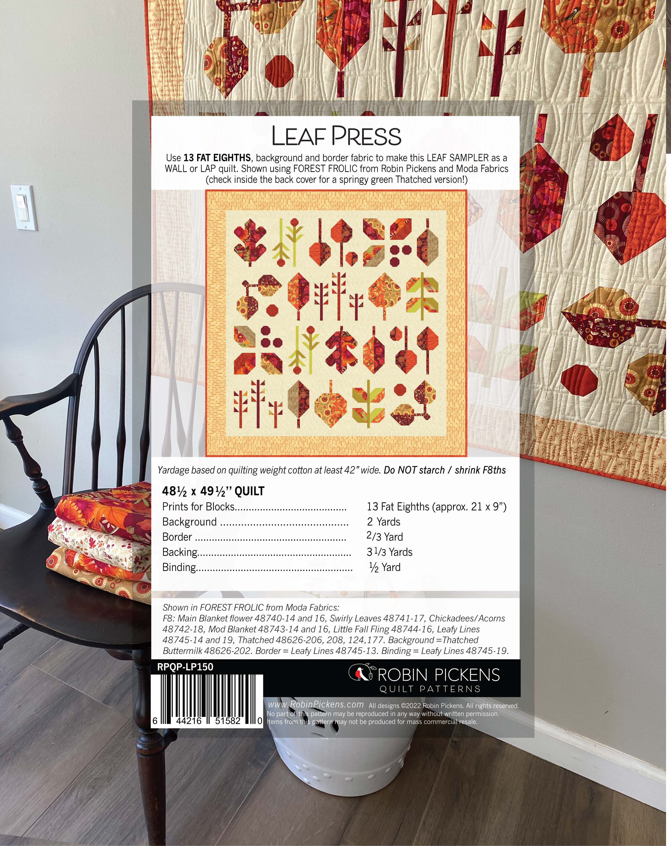 LEAF PRESS Quilt Sampler - digital PDF pattern - Fat Eighth-friendly - Image 2