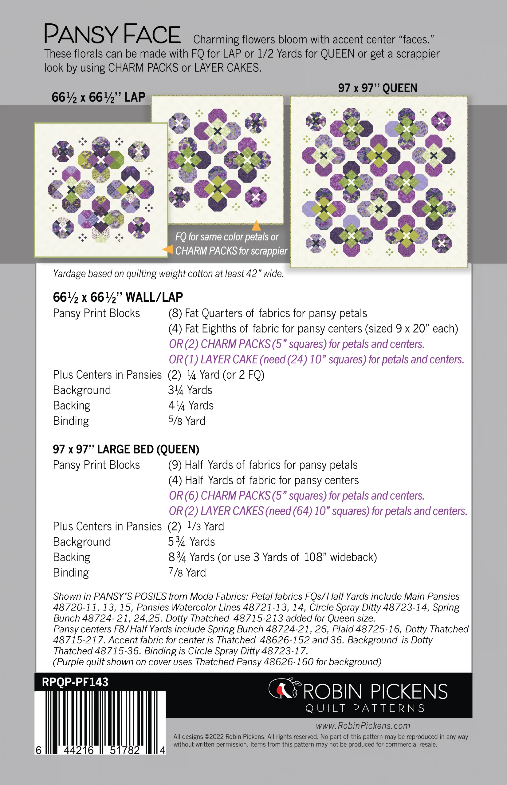 PANSY FACE digital PDF quilt pattern by Robin Pickens - Image 3