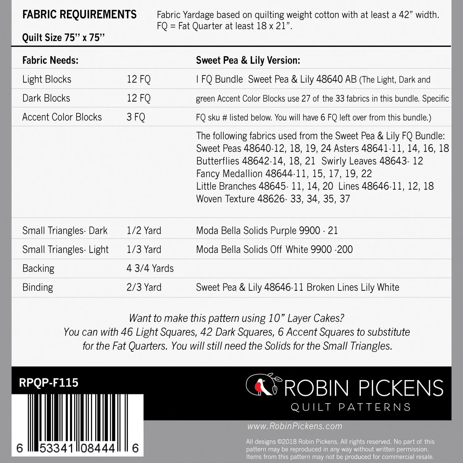FACETED Digital PDF Quilt Pattern by Robin Pickens / Fat Quarter Friendly / 75" Square Diamond Quilt - Image 3