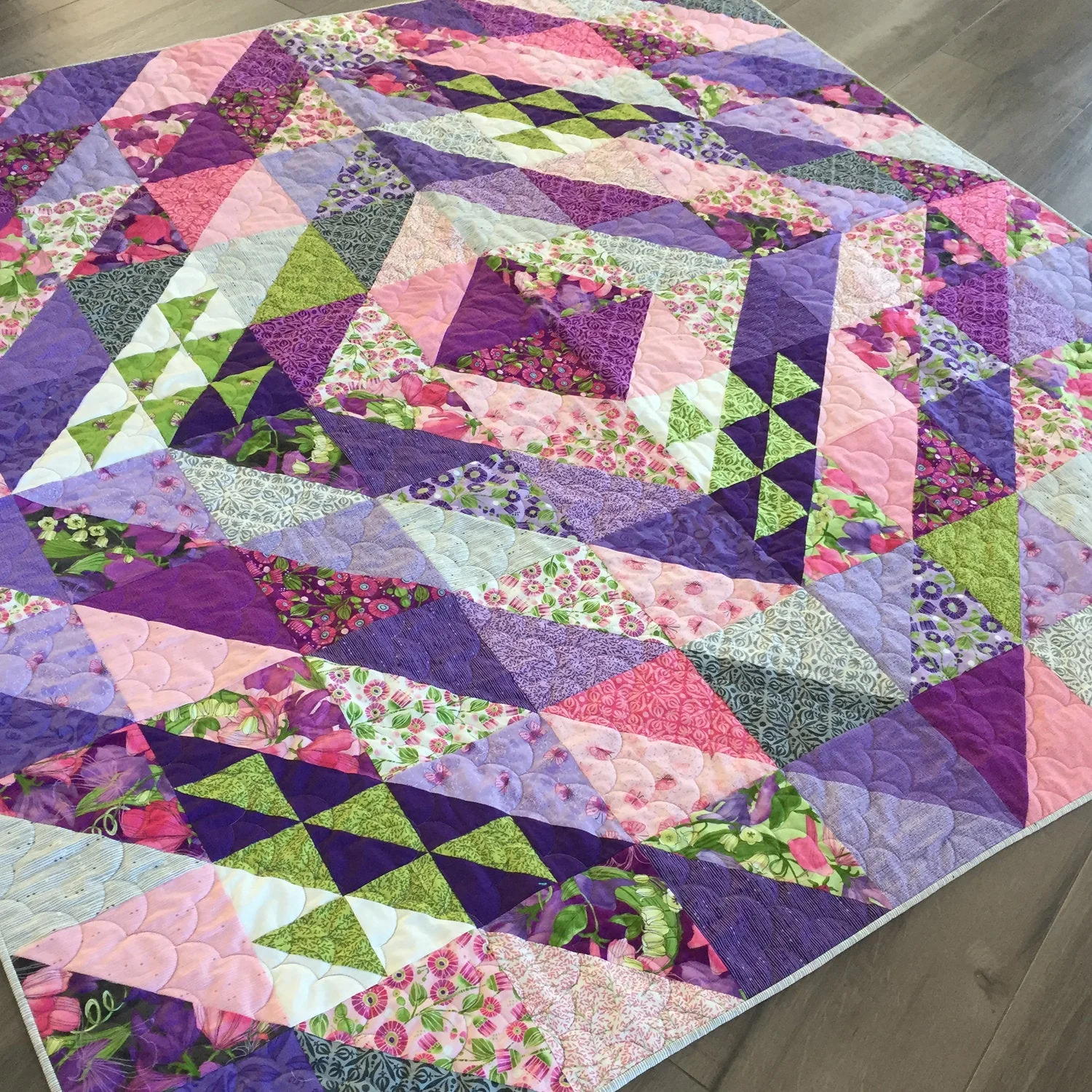 FACETED Digital PDF Quilt Pattern by Robin Pickens / Fat Quarter Friendly / 75" Square Diamond Quilt - Image 5