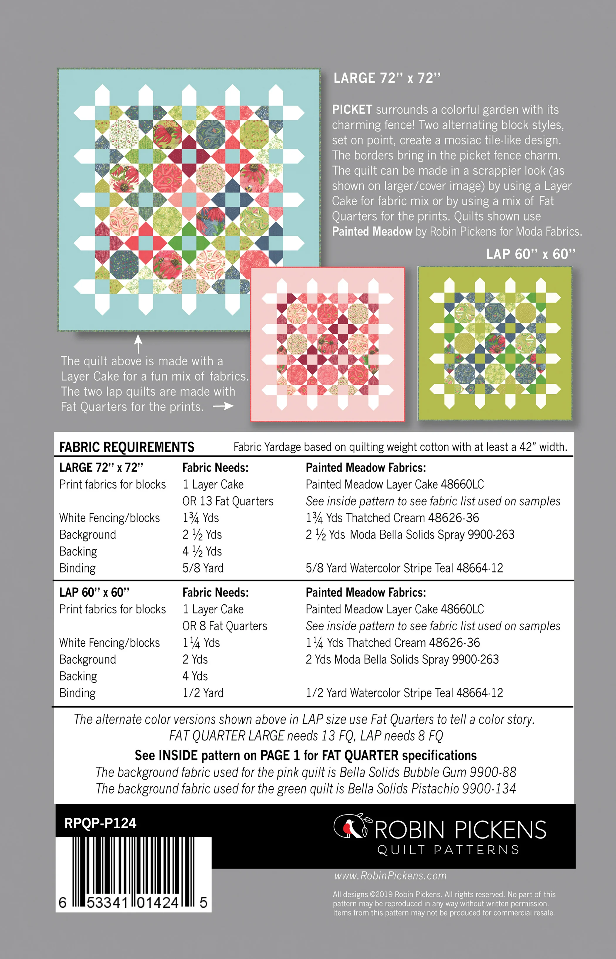 PICKET Digital PDF Quilt Pattern by Robin Pickens - Large or Lap, Fat Quarters or Layer Cake Precuts - Image 3