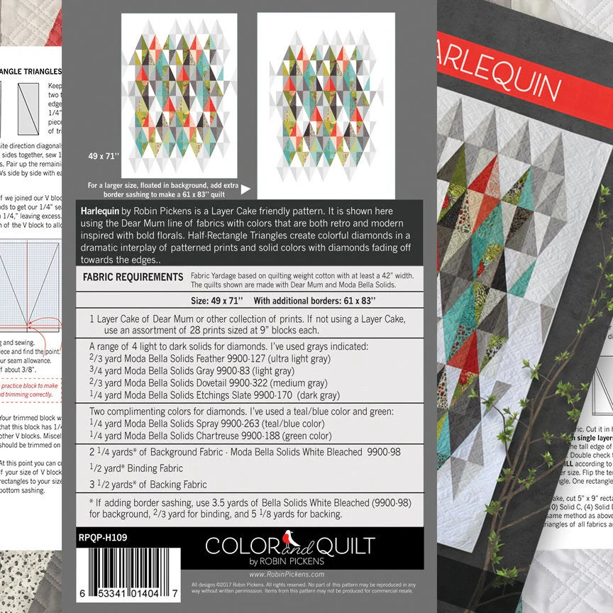 Harlequin Quilt Pattern (printed booklet) by Robin Pickens - Image 5