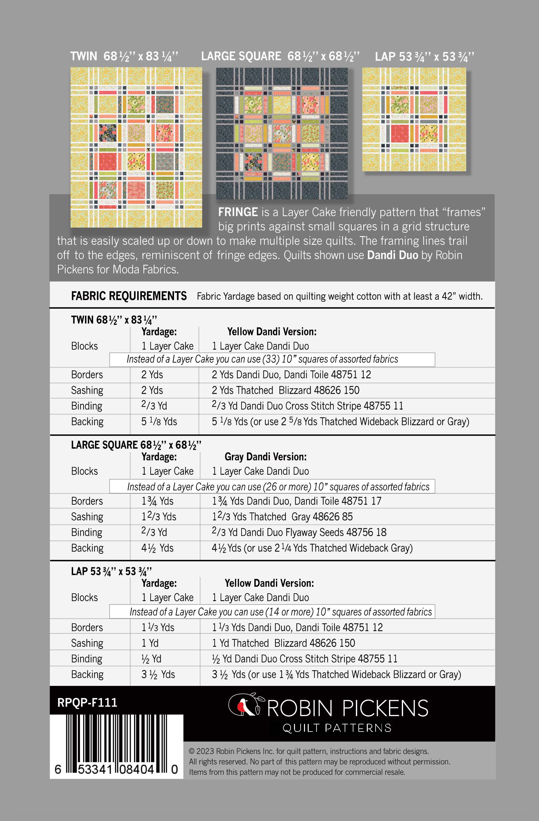 FRINGE Quilt Pattern (printed booklet UPDATED 2023) by Robin Pickens - Image 3