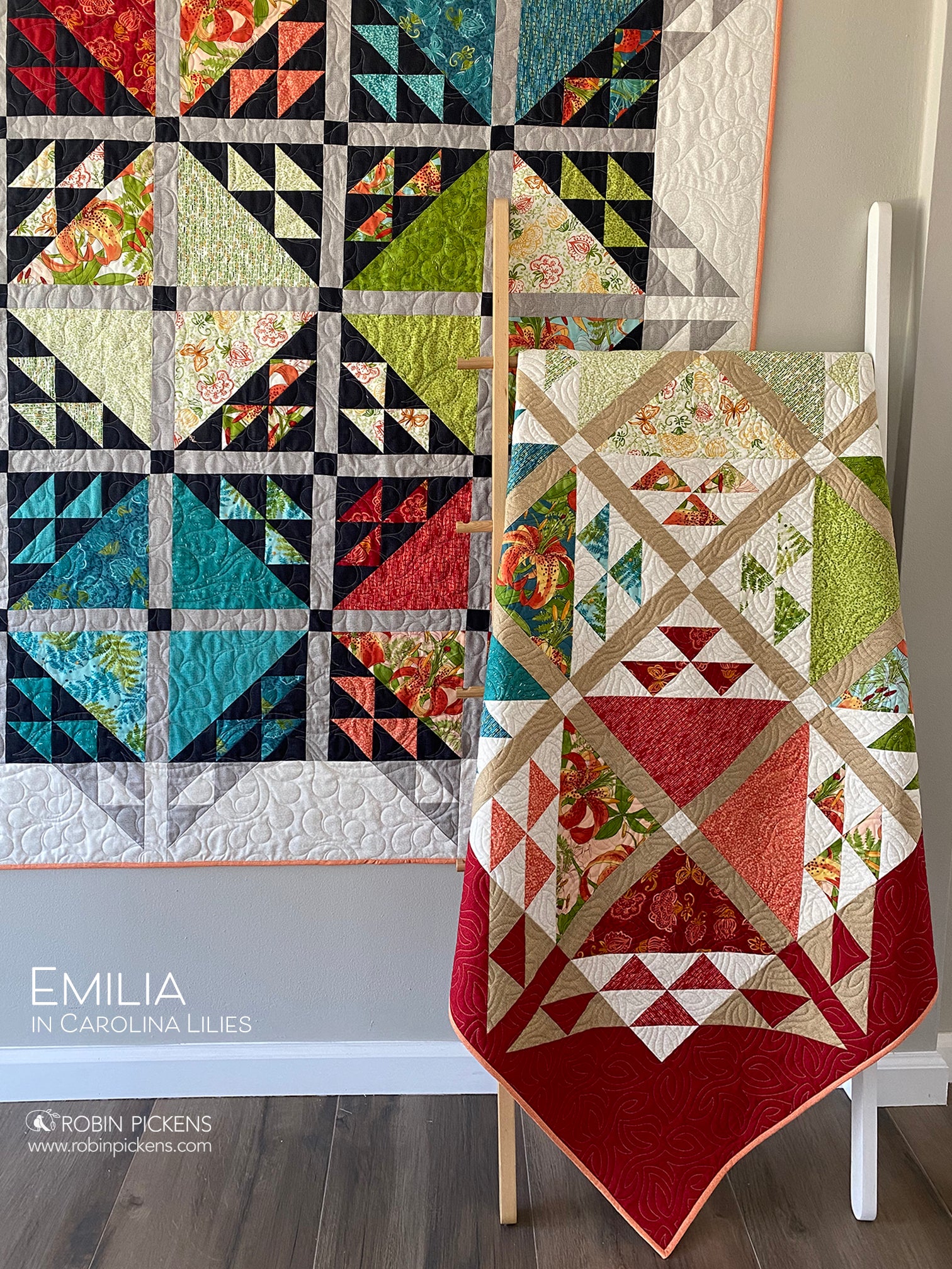 EMILIA Quilt Pattern (printed booklet) by Robin Pickens  76" or 55" square - Image 10