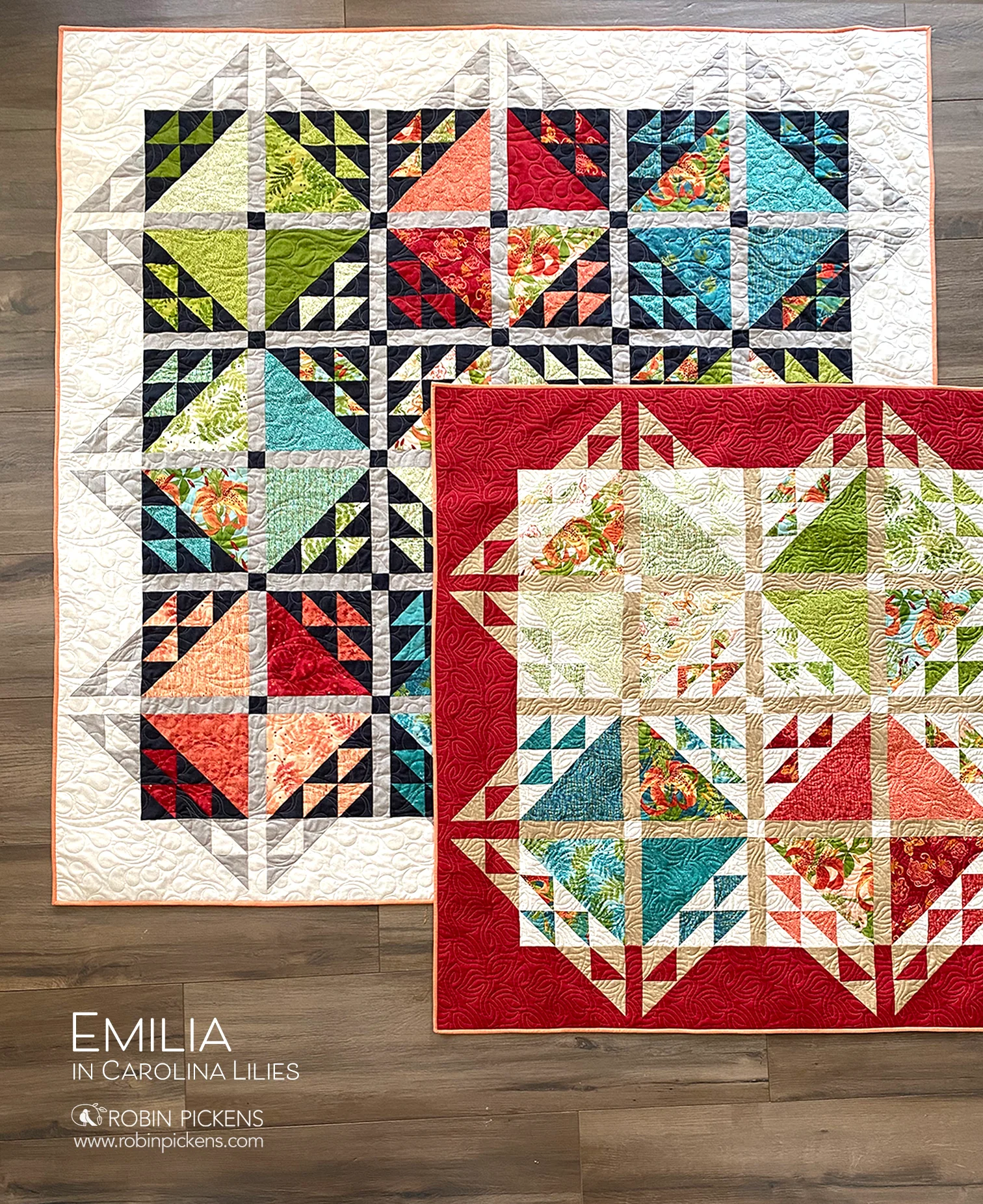 EMILIA Quilt Pattern (printed booklet) by Robin Pickens  76" or 55" square - Image 4