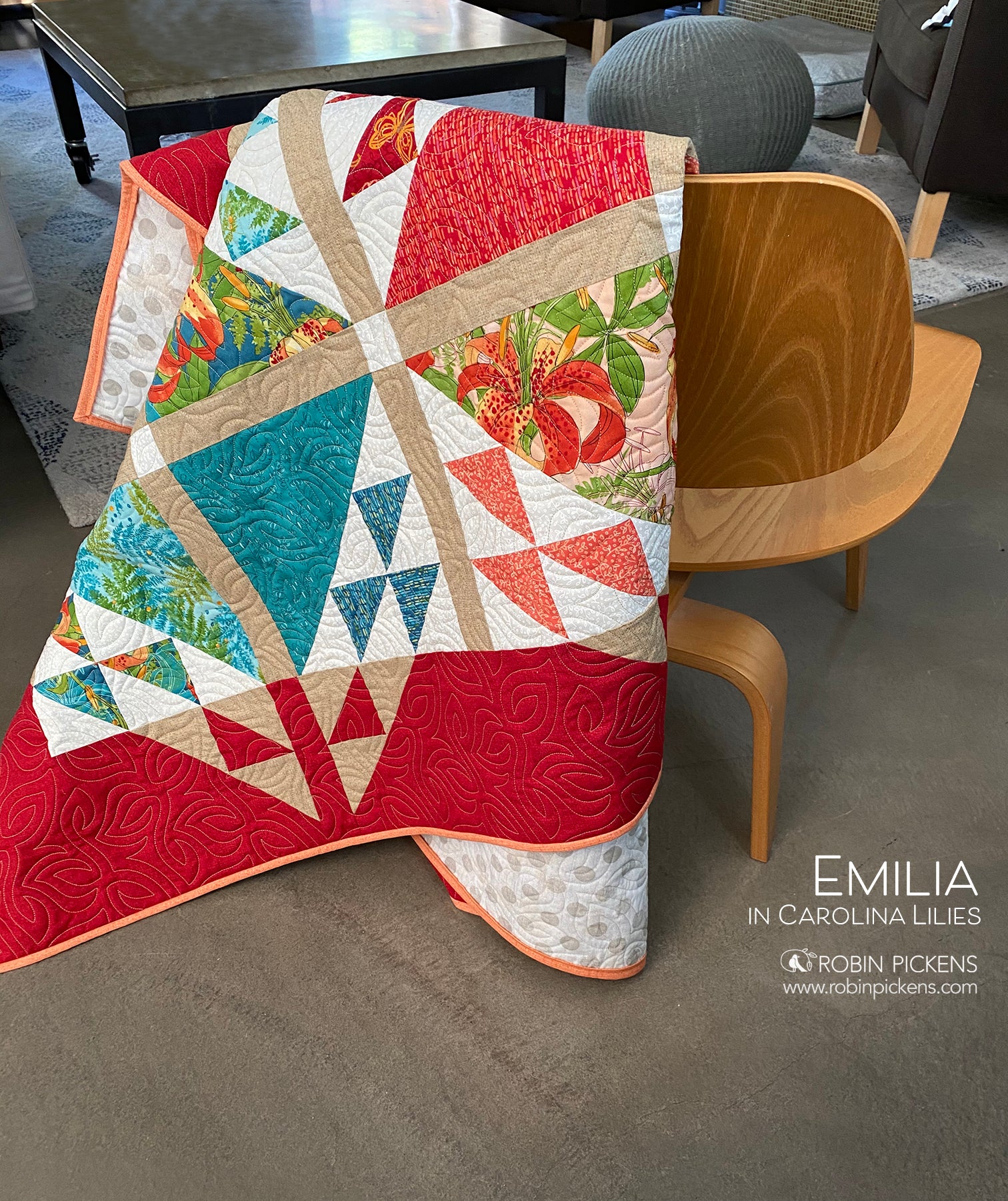 EMILIA Quilt Pattern (printed booklet) by Robin Pickens  76" or 55" square - Image 5