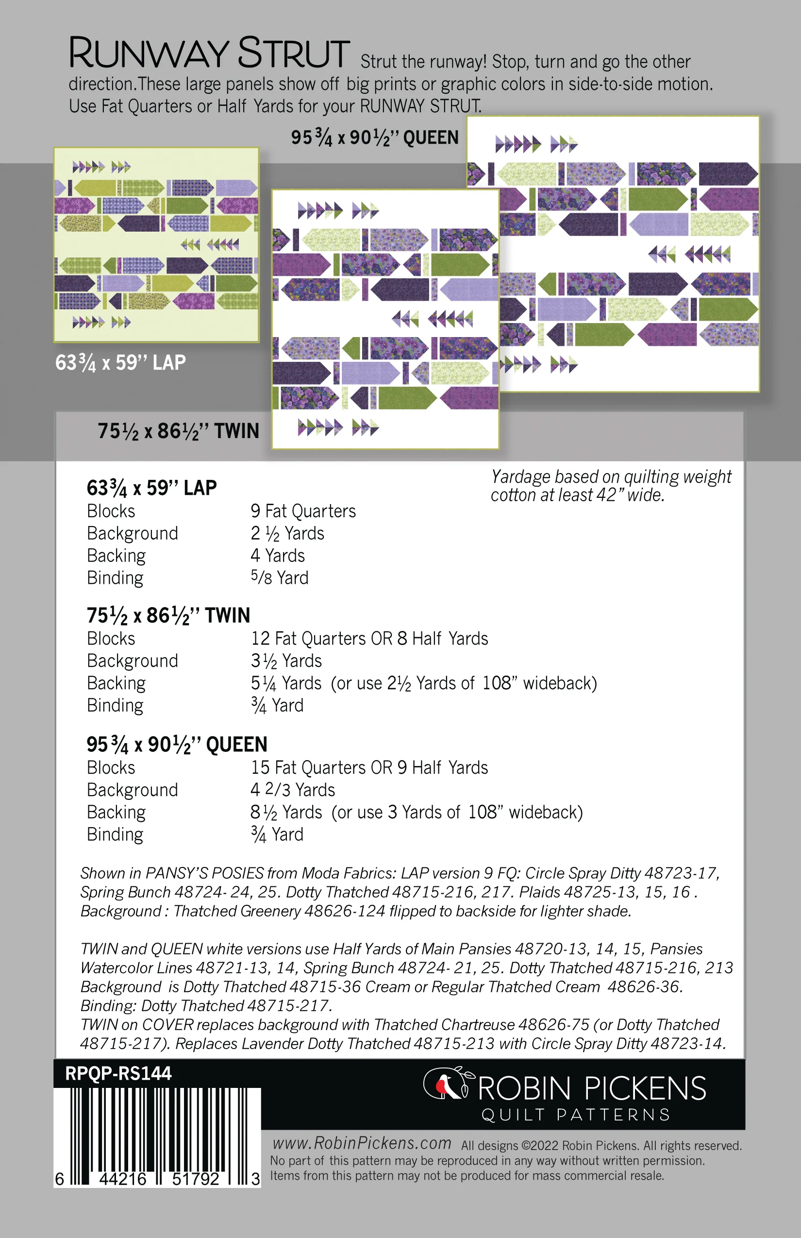 RUNWAY STRUT digital PDF quilt pattern by Robin Pickens - Image 3