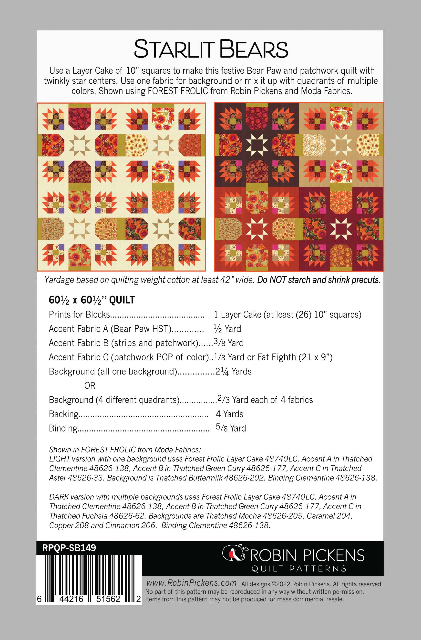 STARLIT BEARS digital PDF pattern - Layer Cake- friendly - Image 2