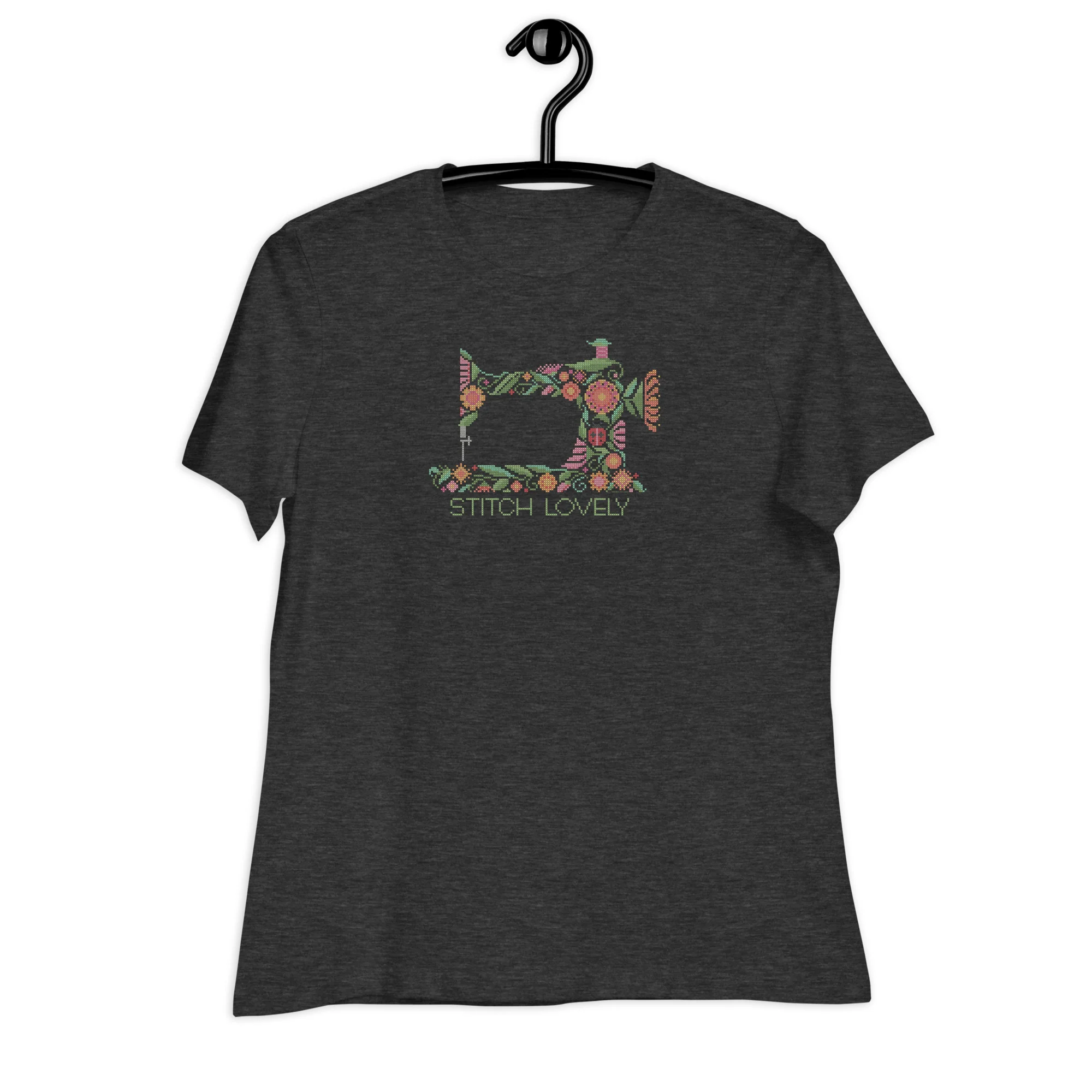 Stitch Lovely Floral Sewing Machine in Cross Stitch Xs Women's Relaxed T-Shirt - Image 3
