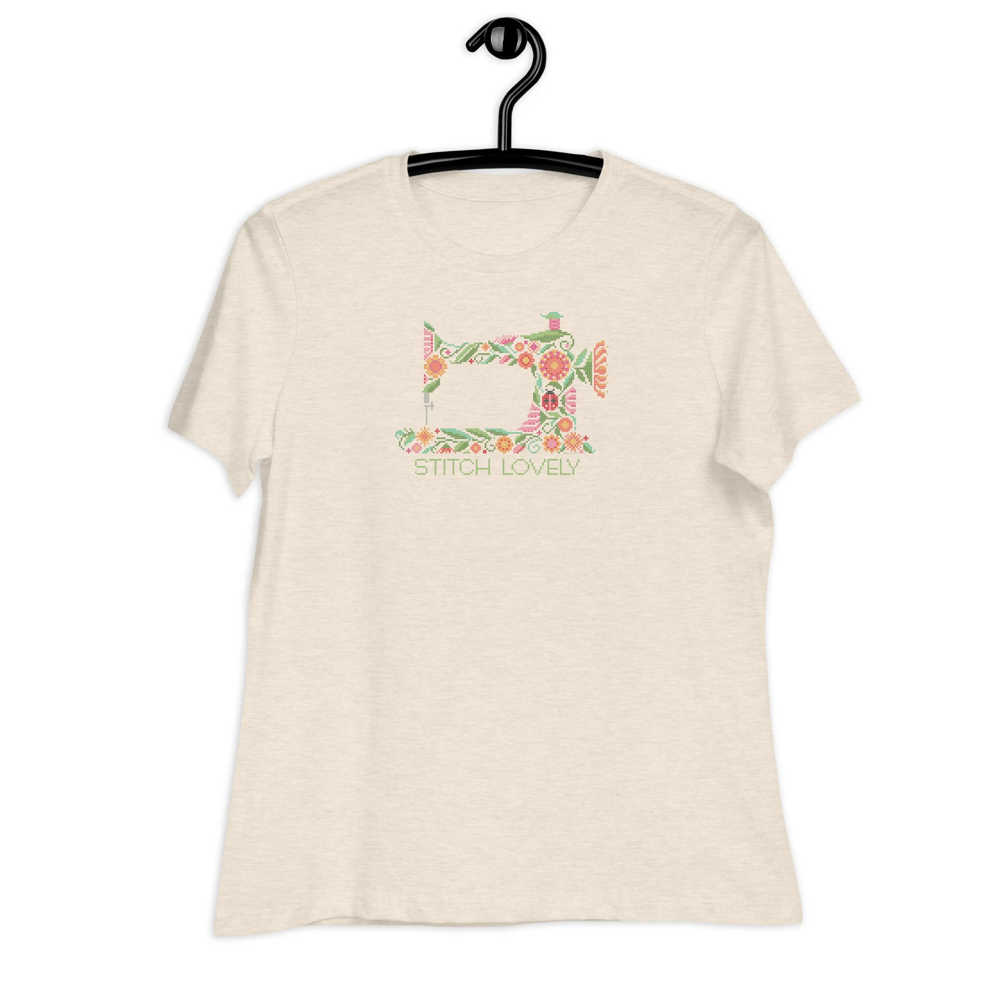 Stitch Lovely Floral Sewing Machine in Cross Stitch Xs Women's Relaxed T-Shirt - Image 5