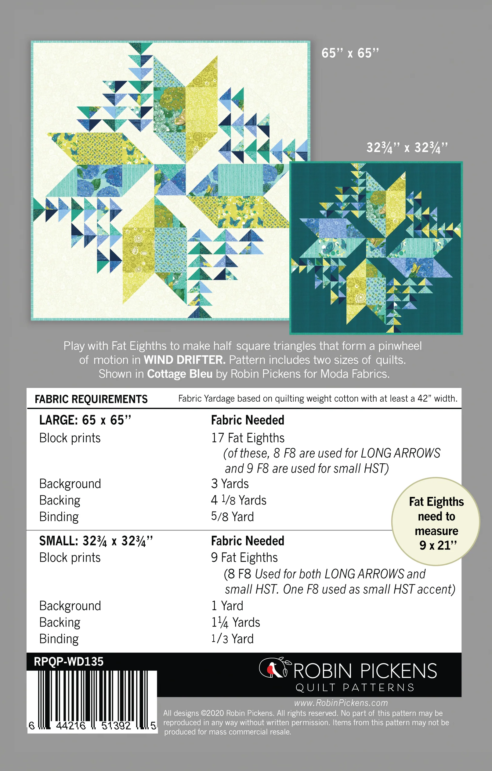 Wind Drifter Quilt Pattern- 2 sizes, Printed Booklet - Image 3