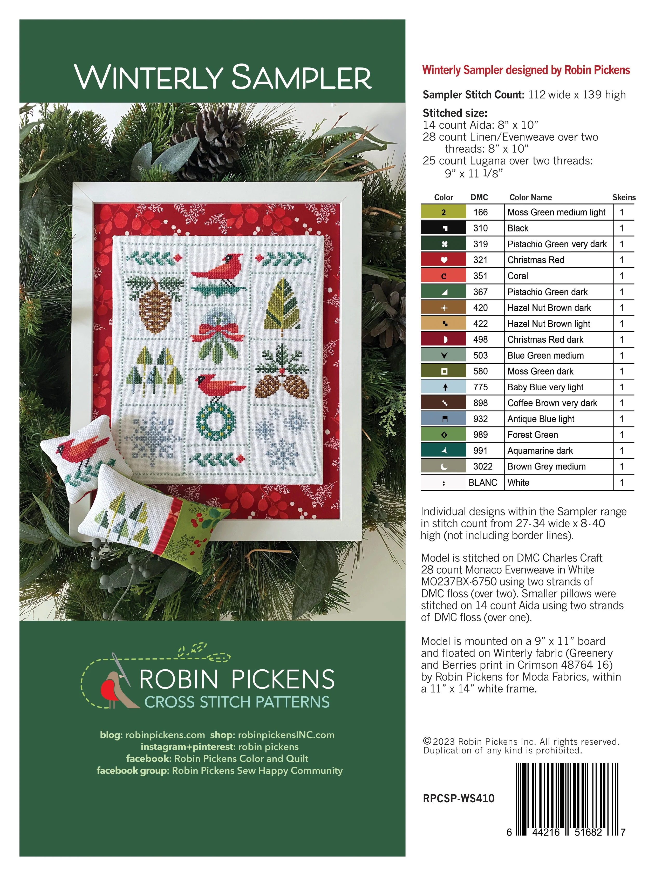 Winterly Sampler Cross Stitch PRINTED Pattern - Image 2