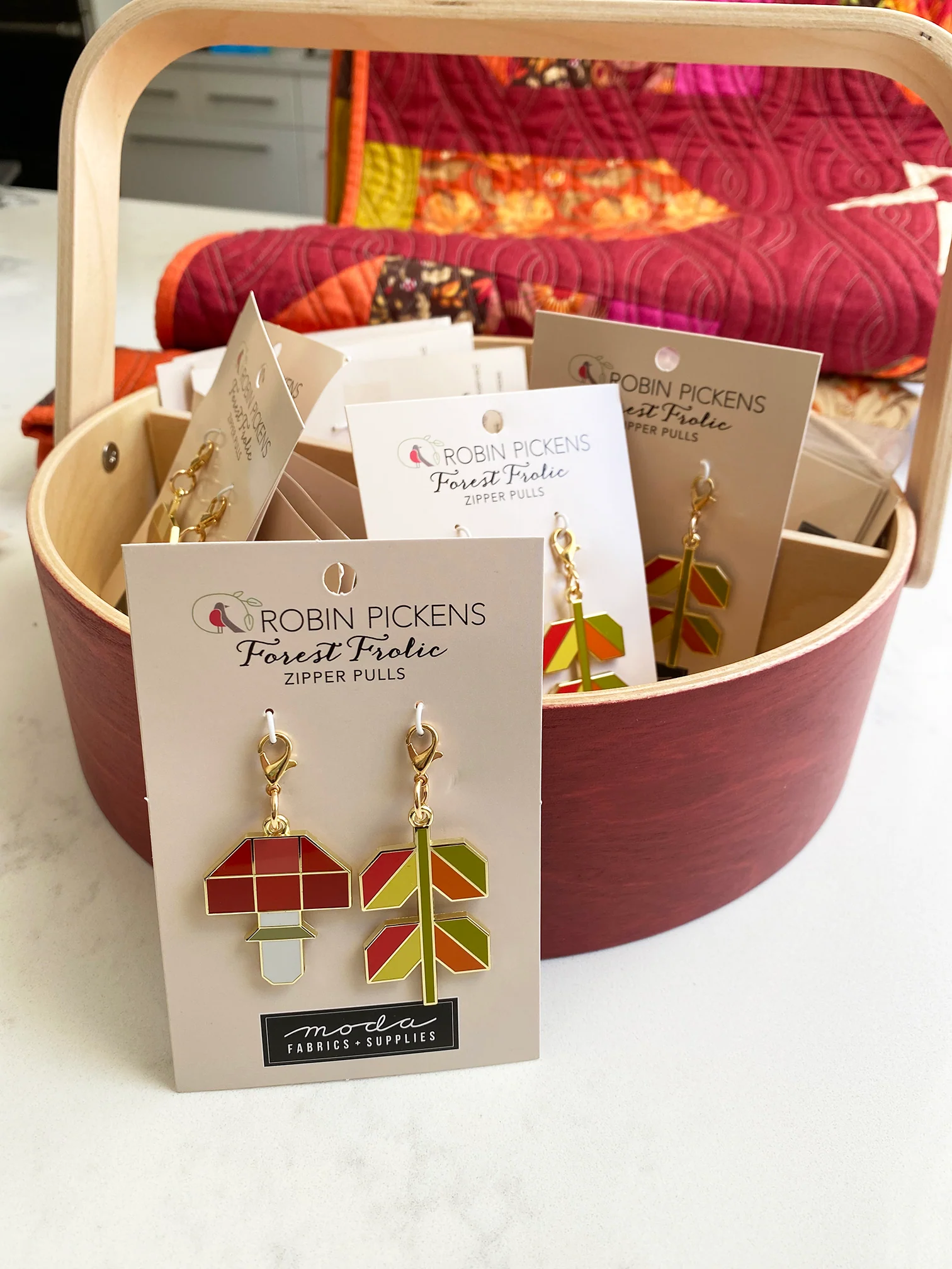 Zipper Pulls- Forest Frolic mushroom and leaf - Image 3