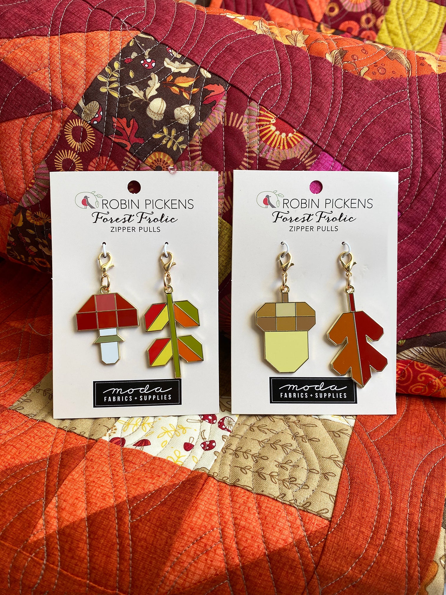 Zipper Pulls- Forest Frolic mushroom and leaf - Image 5